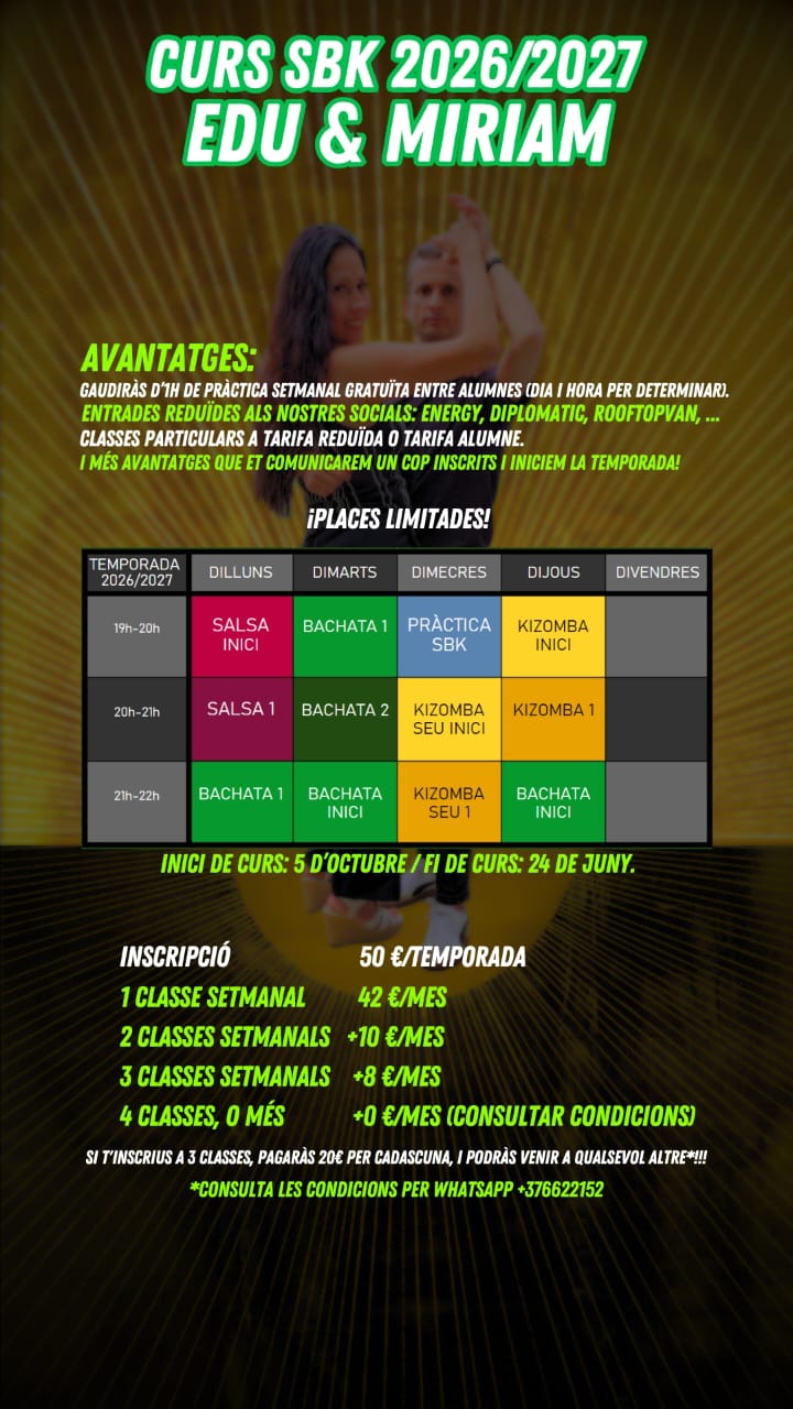 Horarios y condiciones del curso SBK 2026/2027